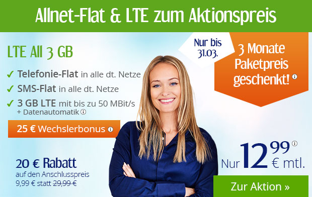 Mega-Preise bei winSIM: Allnet-Flat & LTE ab 6,99 € mtl.