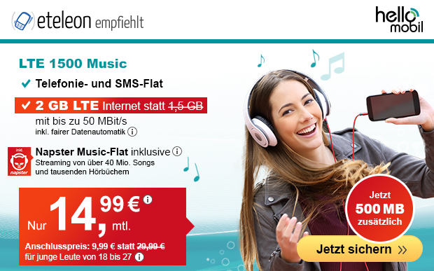 Die Music-Flat-Tarife von helloMobil